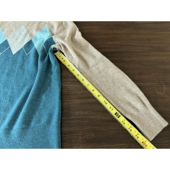 Lands End 100% Cashmere Sweater Women’s XS Beige Blue Turtleneck - Picture 5 of 7